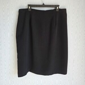 Vtg Y2K Laura Scott Skirt 18W Black Knee Length Elastic Waist Capsule Wardrobe